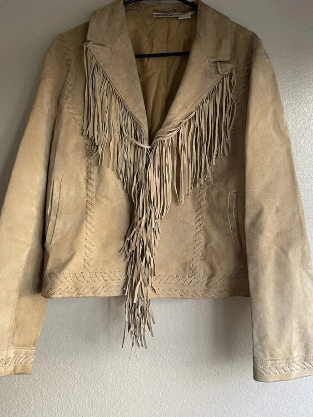 Newport News Jeanology collection 100% leather Western jacket with fringe sz 18 - Picture 12 of 14